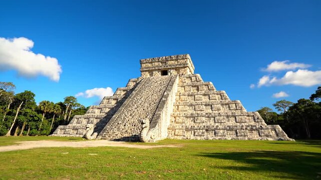 Ancient Mayan pyramid El Castillo at Chichen Itza, Mexico