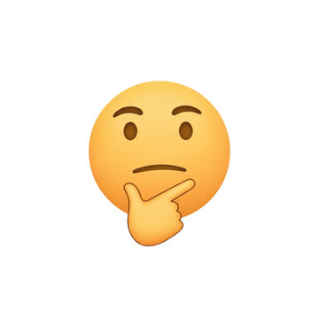 Thinking face emoji with puzzled expression isolated on transparent background