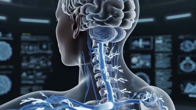 Neural Signal Transmission from Nerves to the Brain 3D Animation