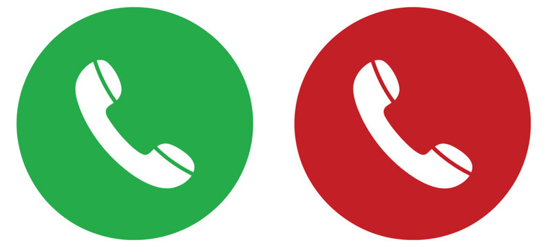 Phone icon green red call answer decline communication vector