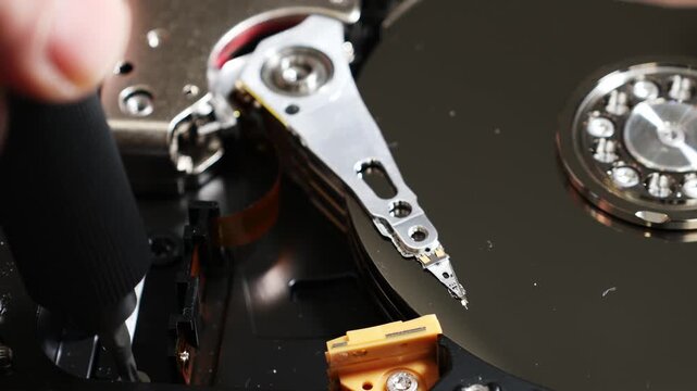 Hard disk cleanup in close-up. 4k video