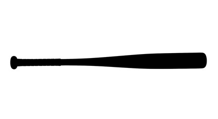 Black silhouette of a professional baseball bat designed for hitting balls during a sports game © Mamun