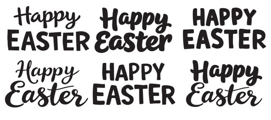 Obraz premium Happy Easter lettering set Black and white 