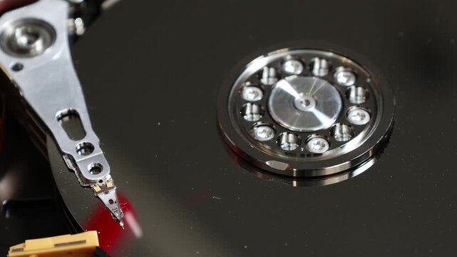 Purging and cleaning the hard disk in close-up. 4k video