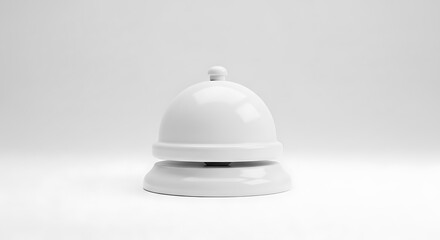 Fototapeta premium A minimalist white hotel service bell isolated against a clean and bright studio background scene