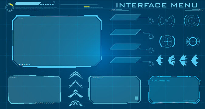 High Tech HUD Interface Panels and Menu Elements Set