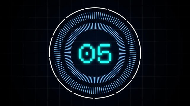 Countdown Timer 10 Second with Digital Interface Animation