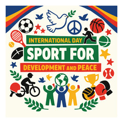 Fototapeta premium International Day of Sport for Development and Peace Flyer Promoting Unity, Health and Global Harmony