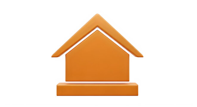 A large orange house shaped like a pointing up arrow