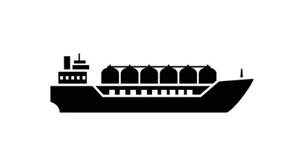 Obraz premium Black silhouette of a liquefied natural gas tanker ship on white background