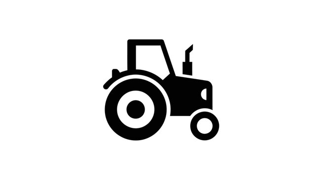 Black silhouette of a farm tractor icon isolated on white background