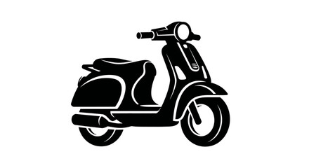Fototapeta premium Black and white vector illustration of a motor scooter isolated on white background