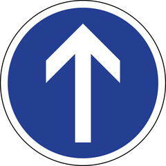 Straight Ahead Only No Turn Mandatory Road Sign Vector   Blue Circular Traffic Symbol Transparent Background © Griffin9678