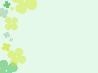 Four leaf clover border on left side, lucky botanical decoration isolated on transparent background