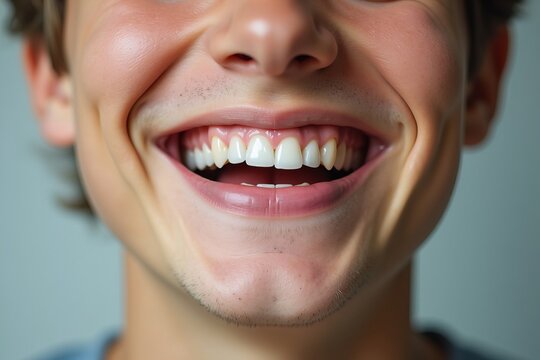 Portrait of a young man with a gap in his smile due to a missing tooth