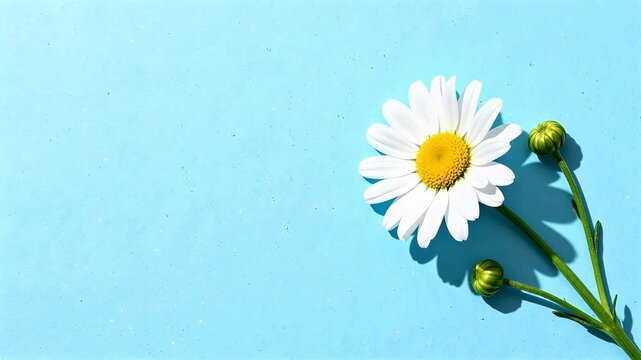 Daisy flower on blue background