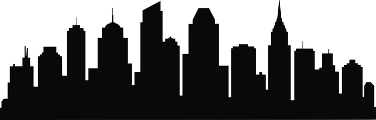 Fototapeta premium Charlotte city skyline silhouette with downtown skyscrapers isolated on white background, modern American urban architecture panorama for travel, tourism and city design
