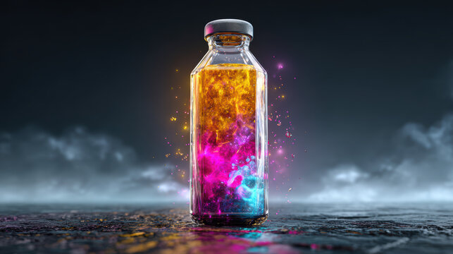 futuristic transparent drink bottle 3d render