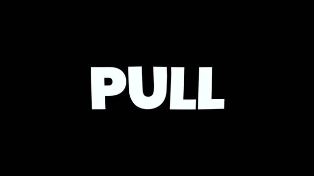 Simple bold pull title animation on dark background, perfect for cinematic intros, action themes, typography videos, and modern motion graphics projects.
