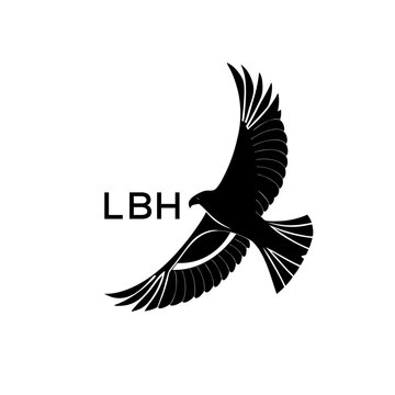 LBH Flying Eagle Silhouette Logo Vector, LBH LATER LOGO, Minimal Black Bird Emblem Design
