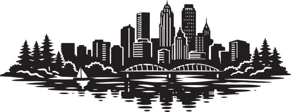 Tulsa Skyline Silhouette, Silhouette Vector, Isolated on White Background