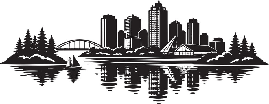 Milwaukee Skyline Silhouette, Silhouette Vector, Isolated on White Background