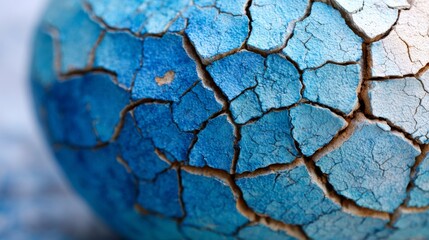 Fototapeta premium Textured Blue Eggshell with Cracks in Intricate Patterns