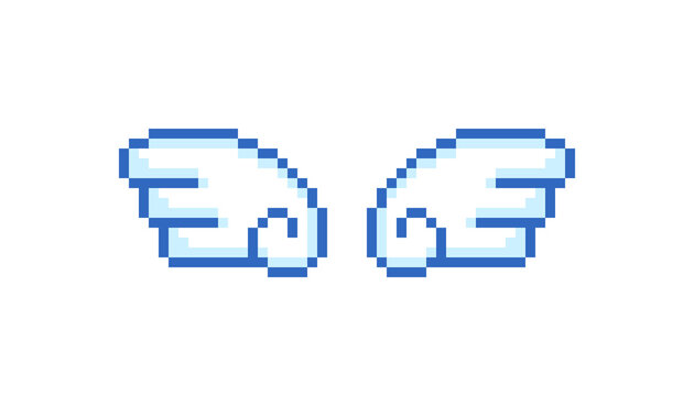 ドット絵　シンプルでかわいい羽根　天使の翼　装飾イラスト　ピクセルアート