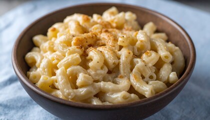 Bowl of Creamy Mac and Cheese with Topping.
