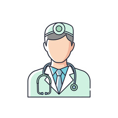 Fototapeta premium Doctor flat illustration with stethoscope and medical cap