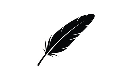 Obraz premium A black feather silhouette on a white background