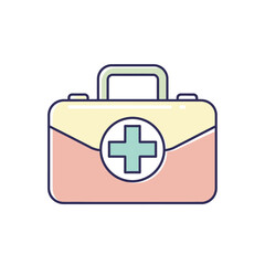 Obraz premium First Aid Kit Icon - Medical Emergency Bag with Cross Symbol