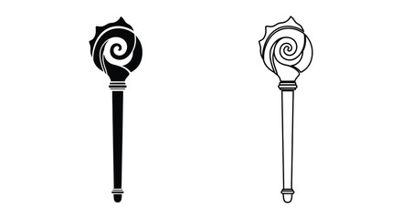 Two ornate spiral maces displayed side by side a striking black silhouette © MdAbulBasher