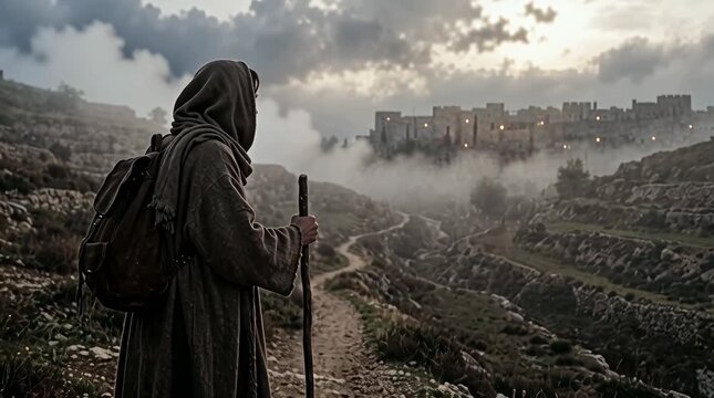 Jesus traveling hidden routes to Jerusalem for Feast of Tabernacles