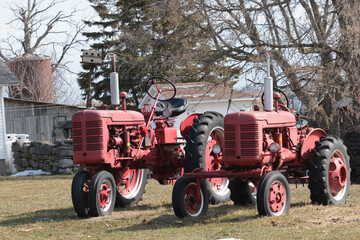 Obraz premium Antique tractors parked
