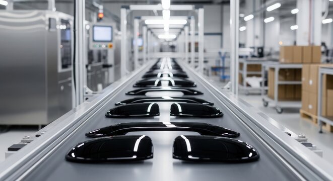 Automated Conveyor Belt in Modern Factory Production Line