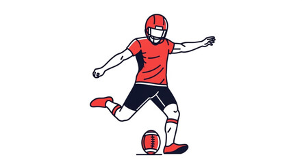 Fototapeta premium American Football Player Kicking Ball During Game.