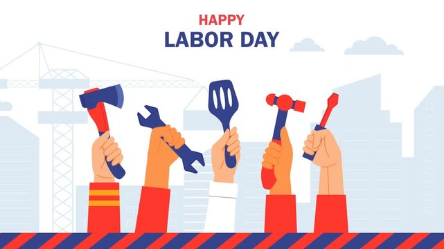4k animated text happy labor day, perfect for labor day celebrations in the US
