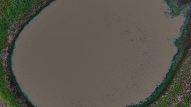 Charca de abastecimiento de agua para ganado en dehesa Extreme&ntilde;a 