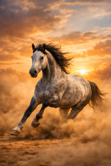 Galloping Horse at Sunset