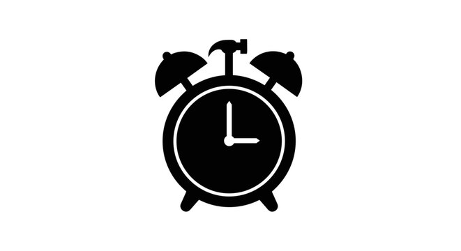 Black Alarm Clock Icon.