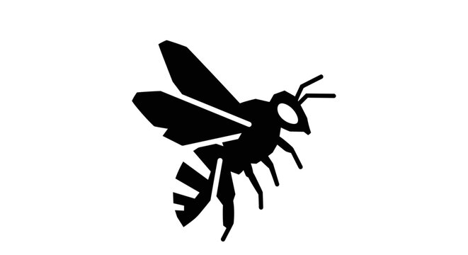Black silhouette of a bee.