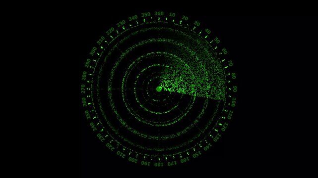 Scanning navigation radar for submarines or ships. radar screen searching an object on map background and HUD graph report percentage.4k concept