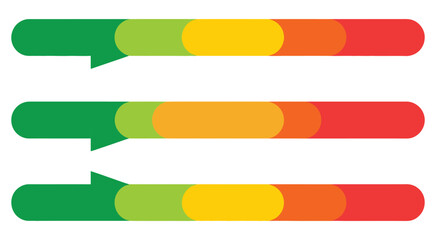 Meter scale for infographics, bar progress gauge with slider and arrow indicating measurement level, modern indicator for analytics dashboards, statistics charts, performance metrics and information 