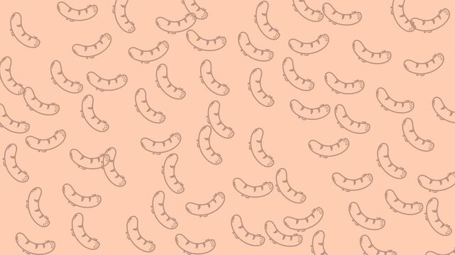 Hand drawn sausage line doodle seamless pattern, playful food illustration repeat design ideal for menus, packaging, kitchen textiles, and decor.