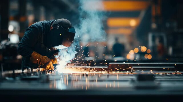Skilled welder representing industrial fabrication and workplace safety
