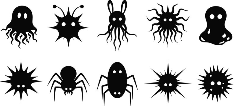 Collection of female head profile silhouettes with various hairstyles including afro bun ponytail bob and undercut isolated on white background