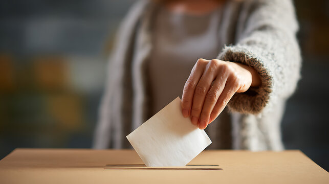 Woman Voting Ballot Box
