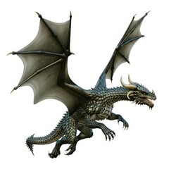 Fototapeta premium A large dragon with wings spread wide