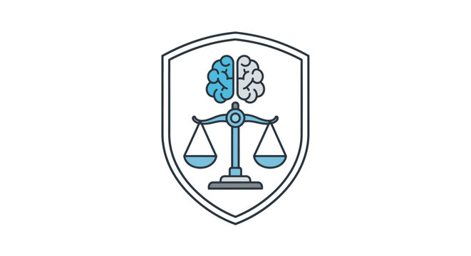 Brain and balance scale logo symbol.